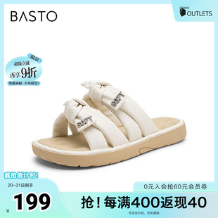 M1012BT5 百思图2025夏季 新款 一字拖时尚 潮流户外休闲女凉拖鞋