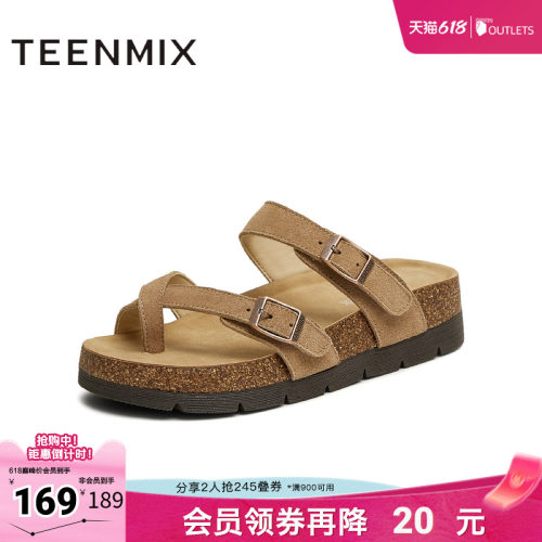 软木套趾凉鞋平底复古休闲