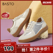 新款 商场同款 复古运动德训鞋 百思图2025春季 平跟女休闲鞋 VWH26AM5