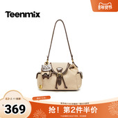 天美意2026春新款 商场同款 复古通勤抽绳单肩女斜挎包X3261AX6
