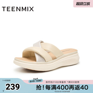 天美意一字拖休闲厚底拖鞋 凉鞋 新款 BI991BT4 女外穿凉拖时装