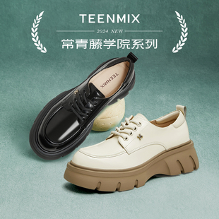 天美意厚底增高学院英伦小皮鞋 KY010CM4 女乐福复古单鞋 秋新款