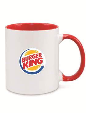 汉堡王马克杯白色牛奶简约水杯咖啡杯带盖勺早餐牛奶杯纯色潮牌杯