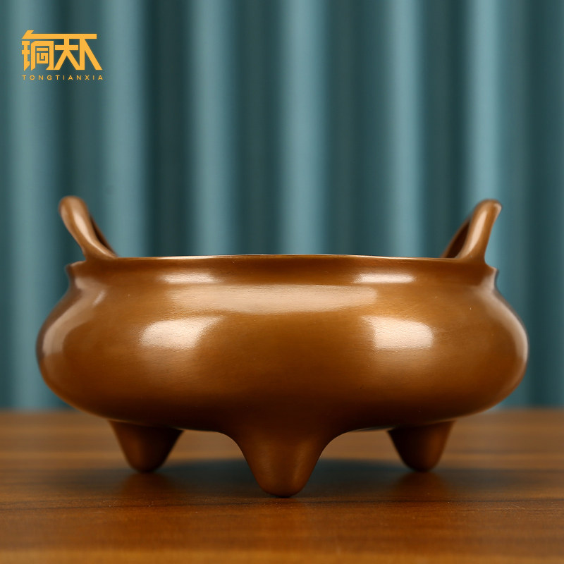 三足紫铜香炉手工冲耳宣德炉线香炉佛家用室内熏香炉檀香炉,家居饰品,香薰炉,淘宝优惠券,粉丝福利购,淘宝优惠卷