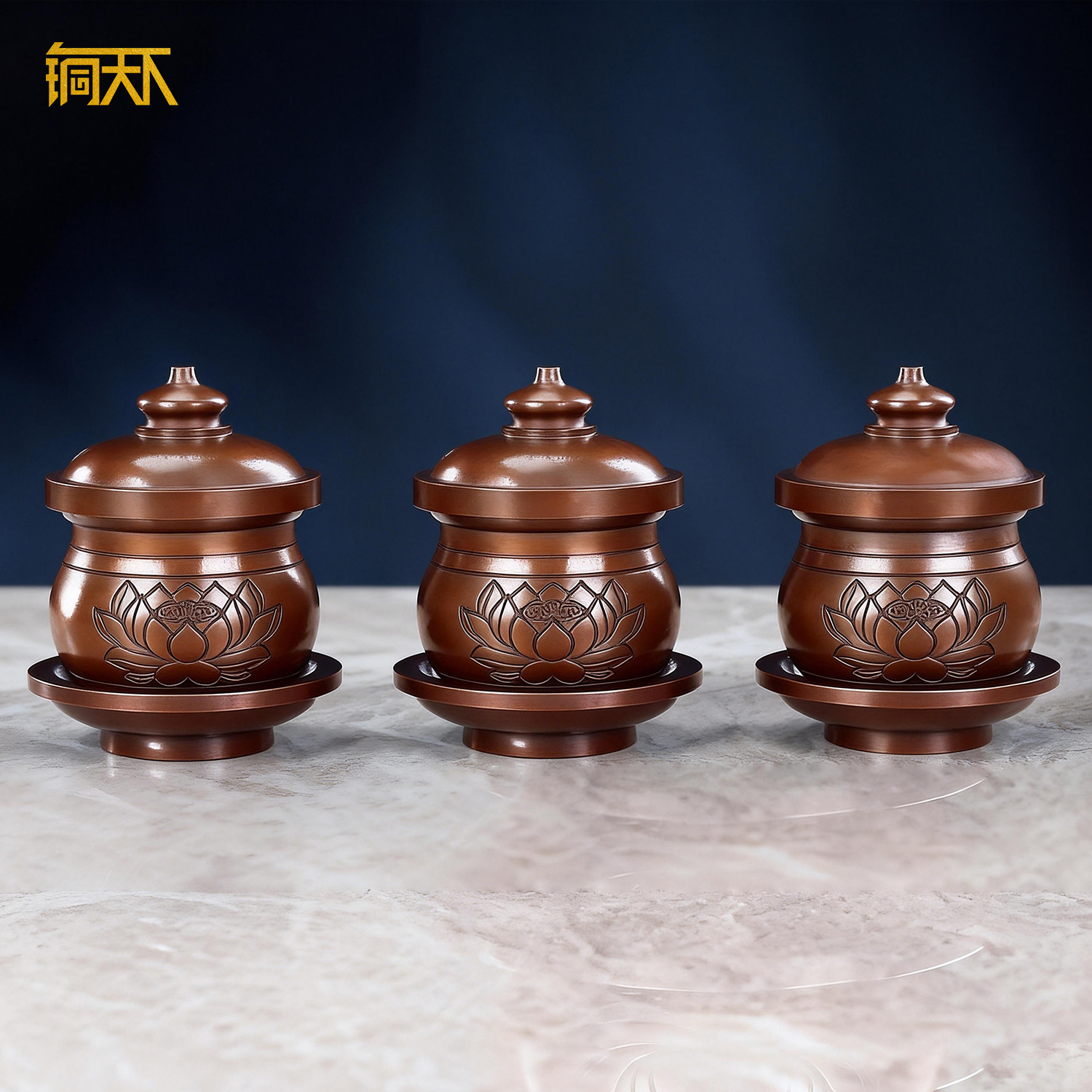 紫铜材质莲花杯子供奉小摆件