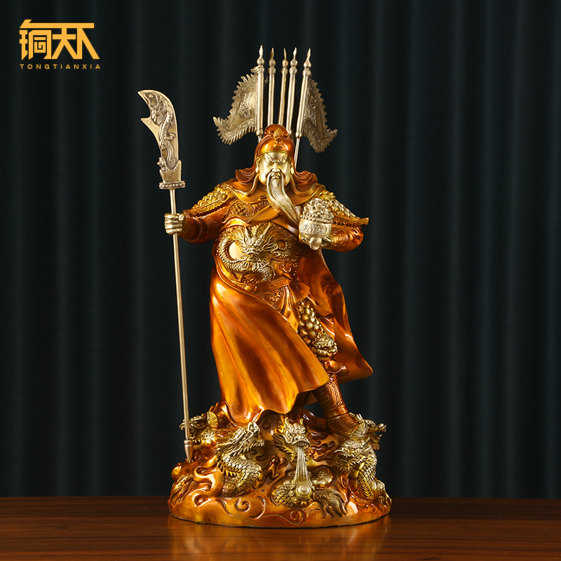 大号纯铜关公摆件商铺九龙关公像武财神爷神像办公室公司开业礼品
