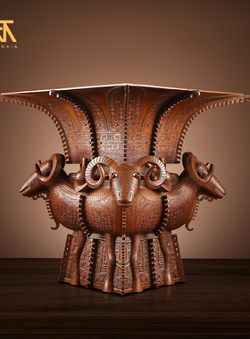 紫铜仿古青铜器四羊方尊