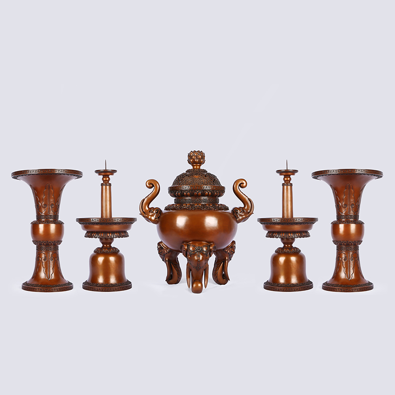 落地紫铜五供佛堂祠堂礼佛供奉