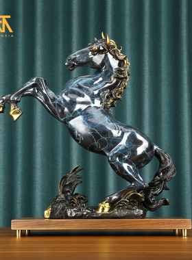 彩铜色跃马工艺品办公室大马装饰