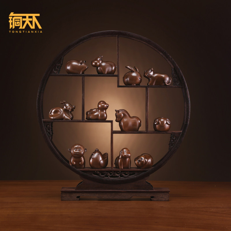 紫铜十二生肖茶宠摆件鼠牛虎兔龙蛇马羊猴鸡狗猪吉祥物生日礼品