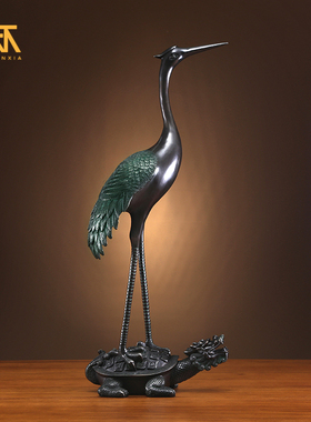 纯铜工艺丹顶鹤落地门厅摆件
