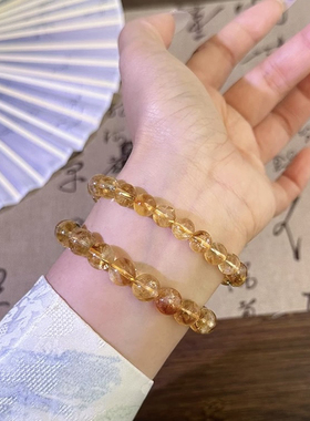 一夜暴富天然黄水晶手链正品巴西黄色水晶招财转运黄塔晶手串礼物