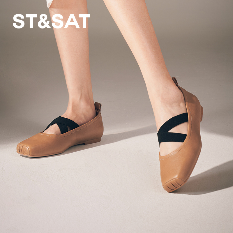 星期六玛丽珍鞋秋季新款芭蕾舞鞋优雅甜美约会女鞋SSC311126A