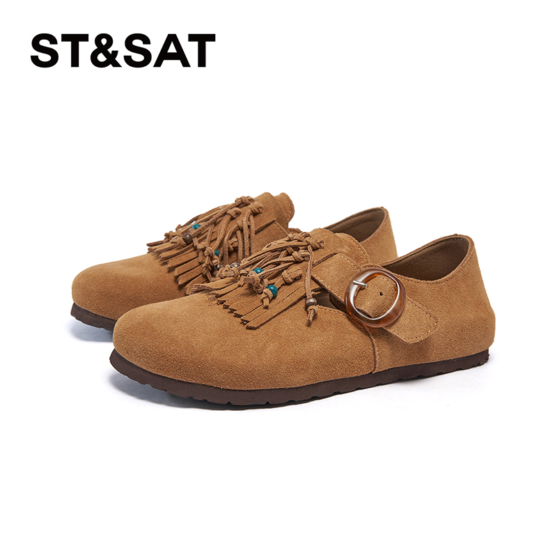 星期六勃肯鞋春秋新款平底舒适通勤上班复古女单鞋SSC3112F61