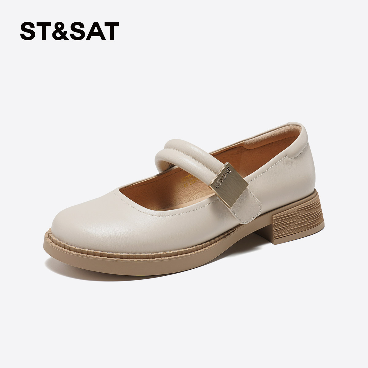 星期六浅口单鞋春季新款中跟学院风休闲黑色皮鞋女SSC1111072,女鞋,浅口单鞋,淘宝优惠券,粉丝福利购,淘宝优惠卷