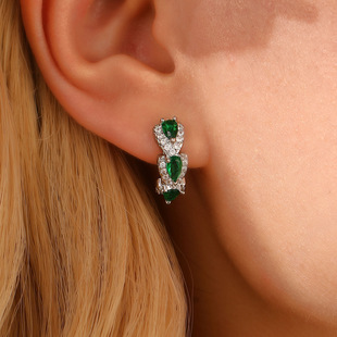 Blue temperament ear loops retro love drop earrings水滴耳扣