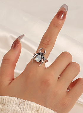 万圣节饰品欧美复古蜘蛛食指戒指