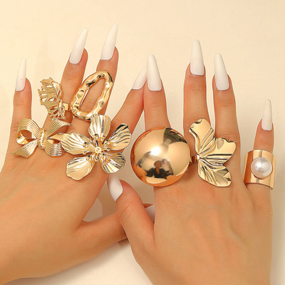 girl Exaggerated atmospheric finger rings Flower Female Ring