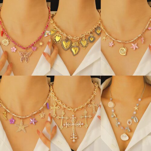 Holiday necklace dolphin shell conch starfish pendant women