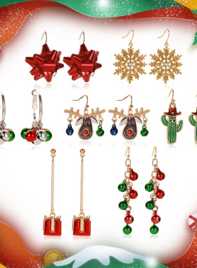New Snowflake Ribbon Cartoon Christmas Gift tassel Earrings