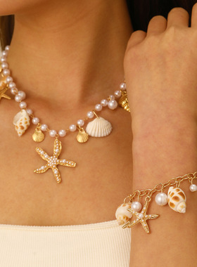 Bohemian beach shell pearl Necklace bracelet waist chain饰品