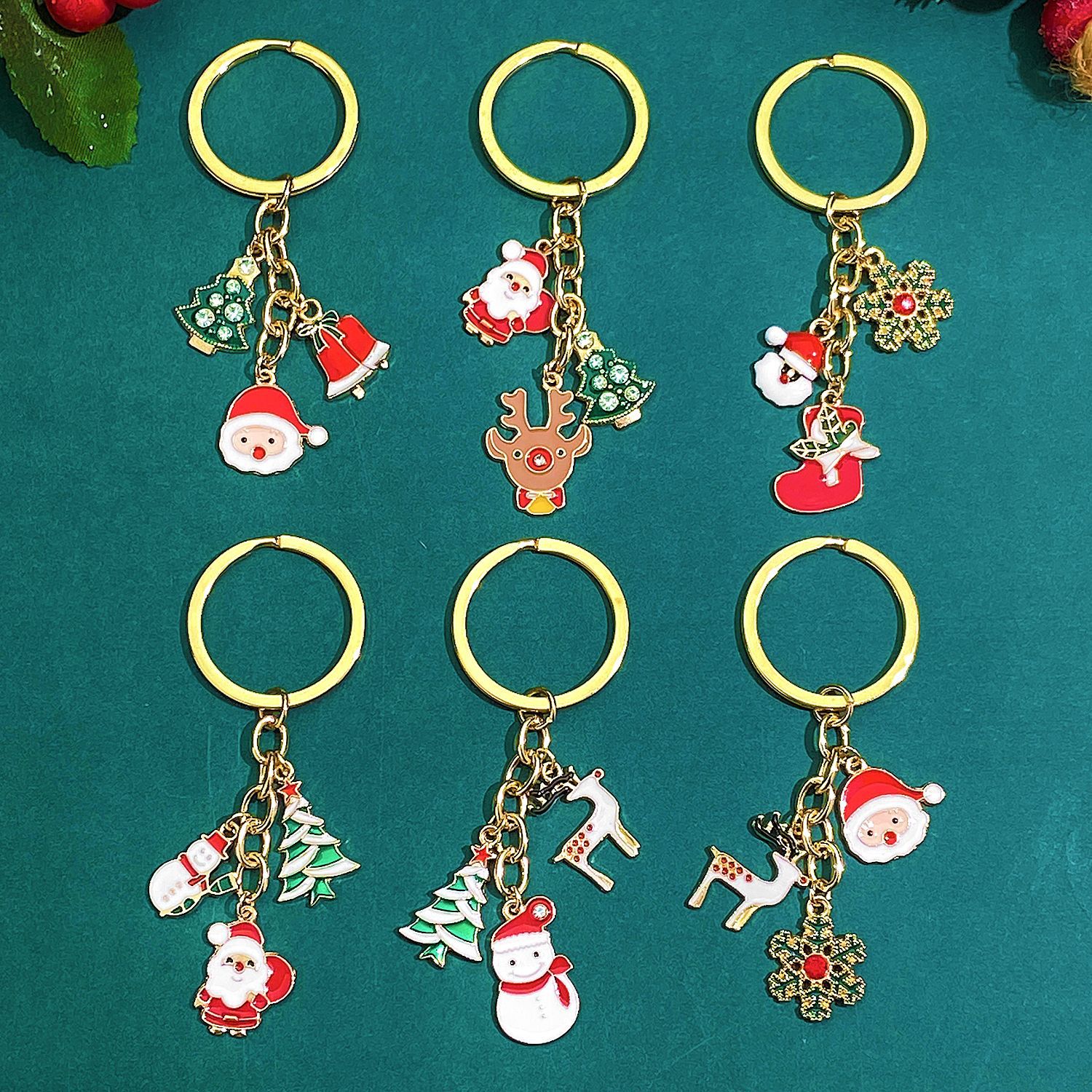 钥匙扣party gift Santa Claus Christmas tree keychain keyring