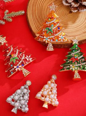 European American brooch fashion pearl Christmas tree pin