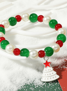圣诞女手串Christmas Beaded Bracelet Antler crystal bracelet