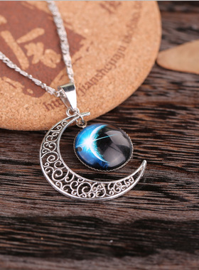 星空月亮项链女 Personality Student Necklace choker 欧美颈链