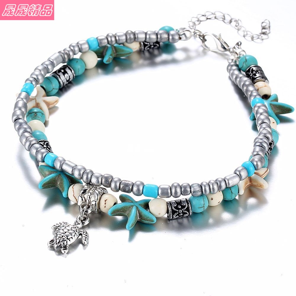 Bohemian Handmade Beads Starfish Anklets Beach Foot Jewelry 饰品/流行首饰/时尚饰品新 脚链 原图主图