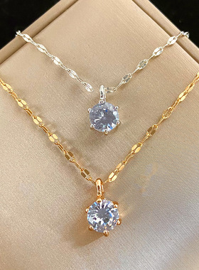 Six Claw Single Diamond Necklace Women's Clavicle Chain 项链