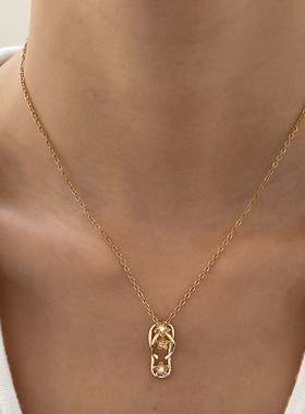 Personalized hollow out slipper necklace women时尚拖鞋项链女