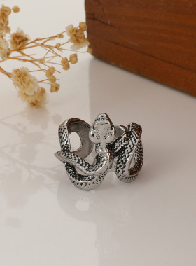 Retro men and women entwined snake animal opening ring戒指