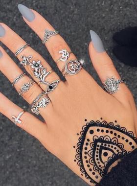 跨境关节戒指朵十字架戒指套装