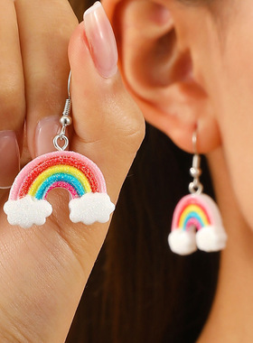 Creative New rainbow Earrings Resin Pendant Cloud Earring 饰