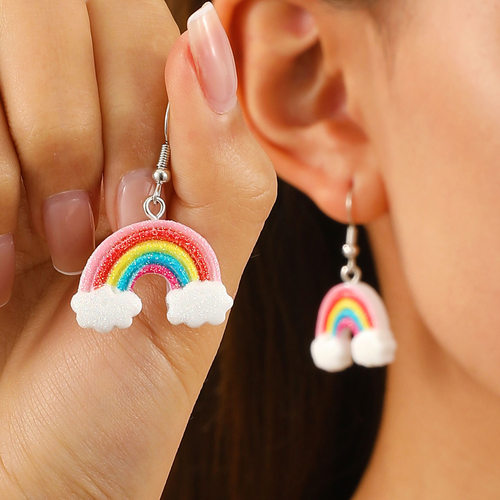 Creative New rainbow Earrings Resin Pendant Cloud Earring 饰
