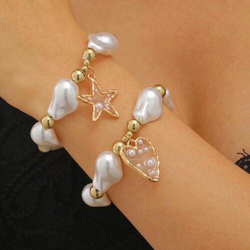 手链女New Elegant beaded pearl heart bracelet made European