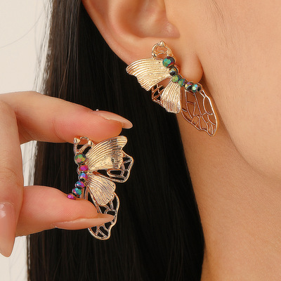 diamond studded butterfly rose earrings cool Elegant jewelry