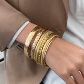 style golden alloy set ethnic bangle bracelet women 复古手镯