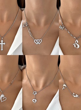 Hip Hop Personalized Ladies' cross heart Pendant Necklace