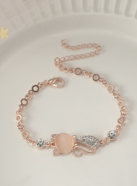 时尚设计精致猫咪手链闺蜜手镯女