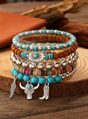 Bohemian ethnic style bracelet women Wood Bead  Accessories