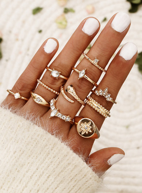 Personality Joint ring 11 piece set knuckle rings 女欧美戒指