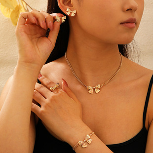 Popular bow bracelet necklace ring earring temperament women