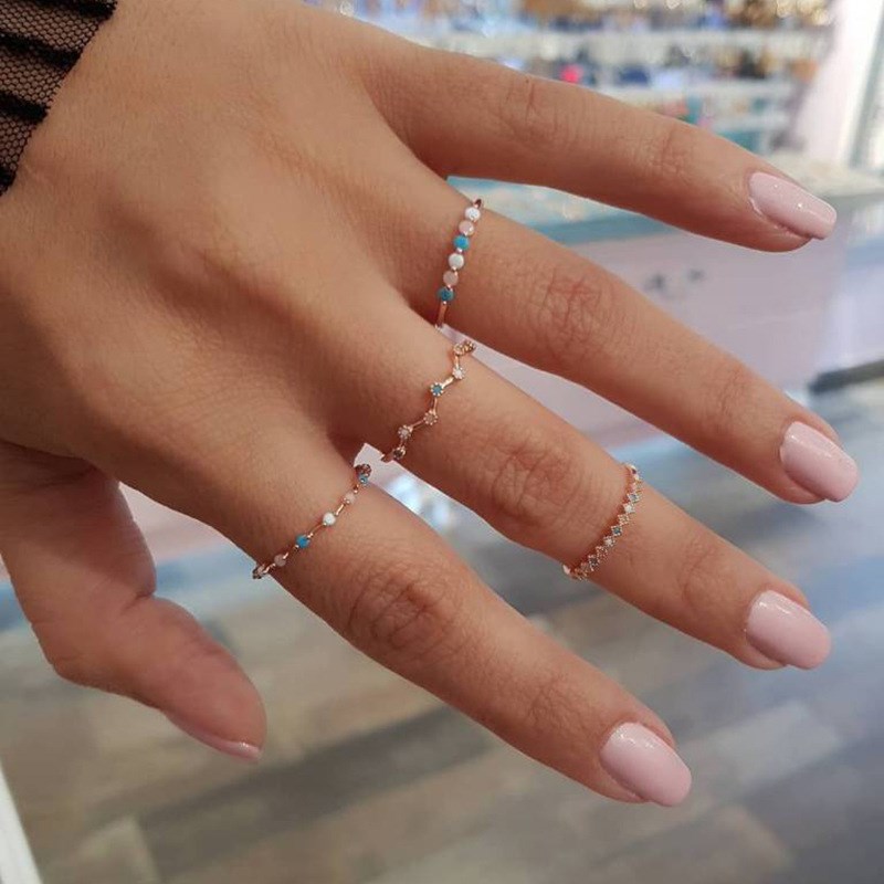 New accessories colorful 4 Piece Set Knuckle Rings 跨境戒指 饰品/流行首饰/时尚饰品新 戒指/指环 原图主图