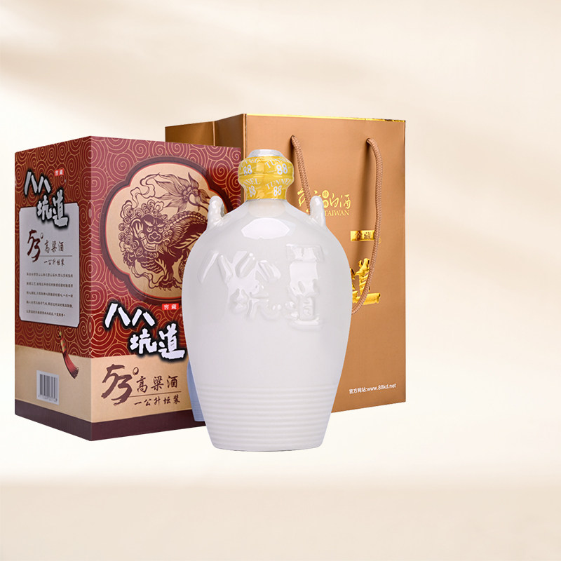 台湾八八坑道53度高粱酒清香型白酒白坛窖藏坛装酒一公升纯粮酒1L
