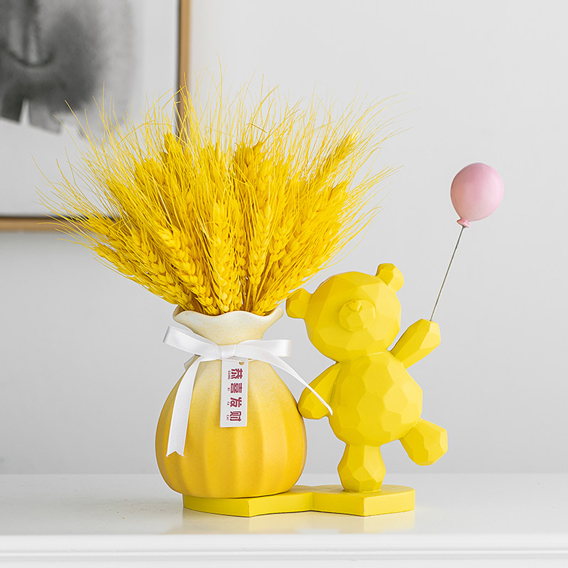 ins风干花陶瓷花瓶轻奢客厅桌面家居插花摆件大麦穗收银台装饰品,家居饰品,花瓶,淘宝优惠券,粉丝福利购,淘宝优惠卷