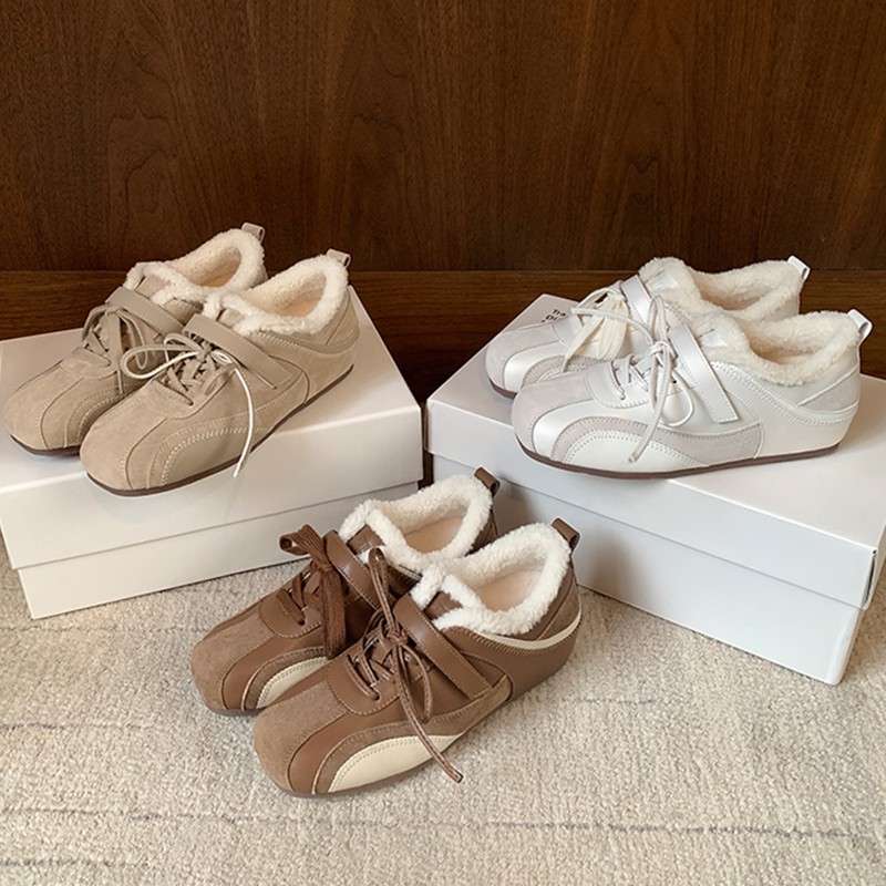 复古真皮内增高5cm内魔术贴薄底百搭休闲毛毛运动休闲鞋女阿甘鞋
