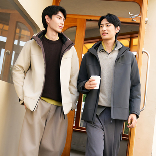 【商场同款】舒暖鹅绒服红豆舒适男装羽绒服冬季鹅绒连帽防水防寒