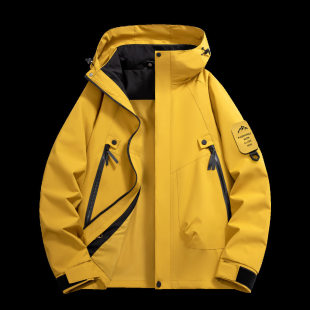春秋情侶款 登山服夾克男 休閑新款 耐克頓黃色沖鋒衣男2025年美式